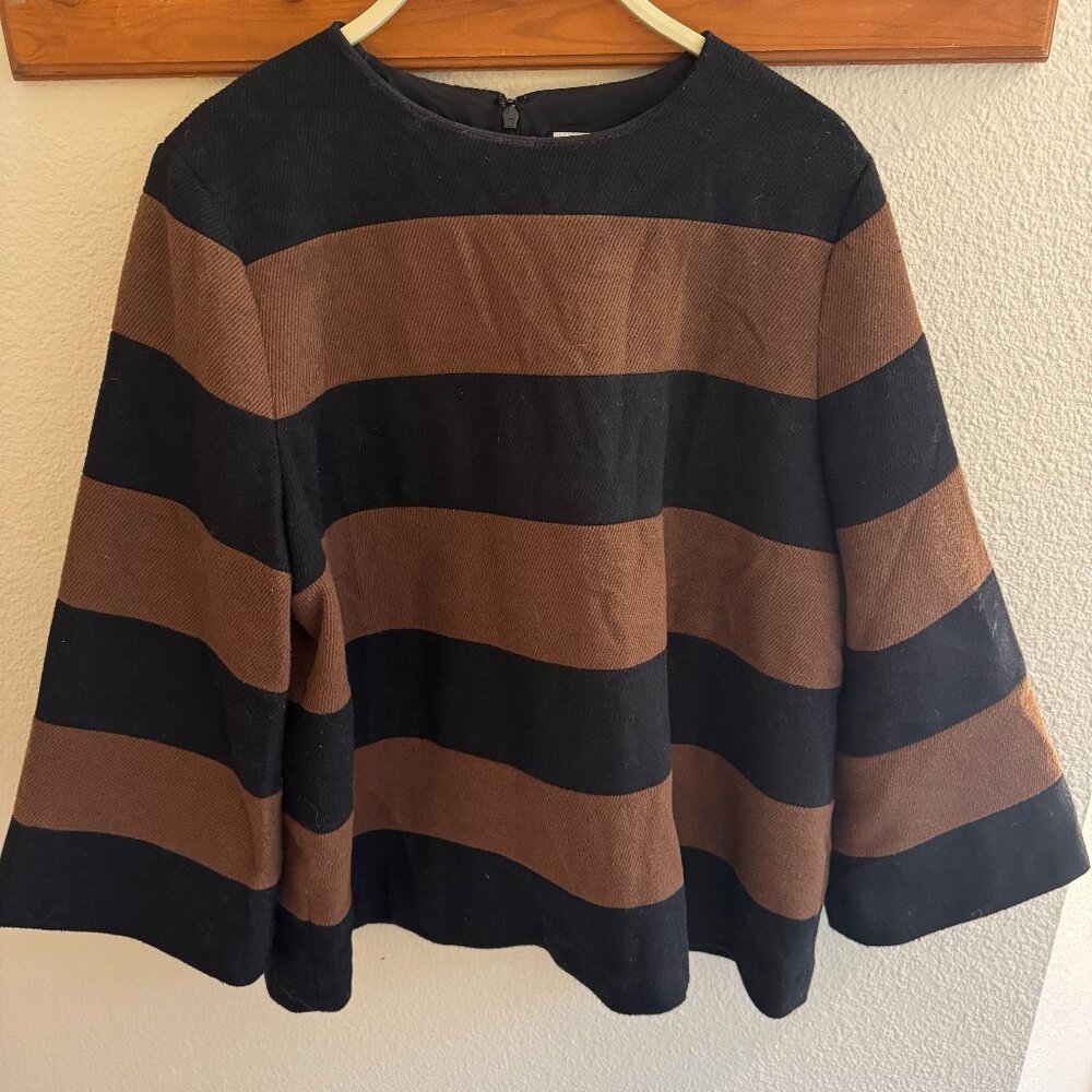 Tuckernuck Brown Black Striped Long Sleeve Wool Blend Knit Top Womens Size XL
